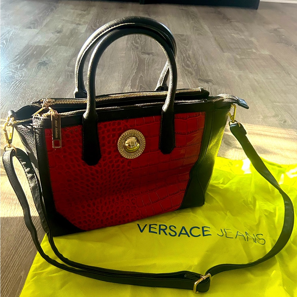 VERSACE JEANS Double Handle Satchel with detachable shoulder strap